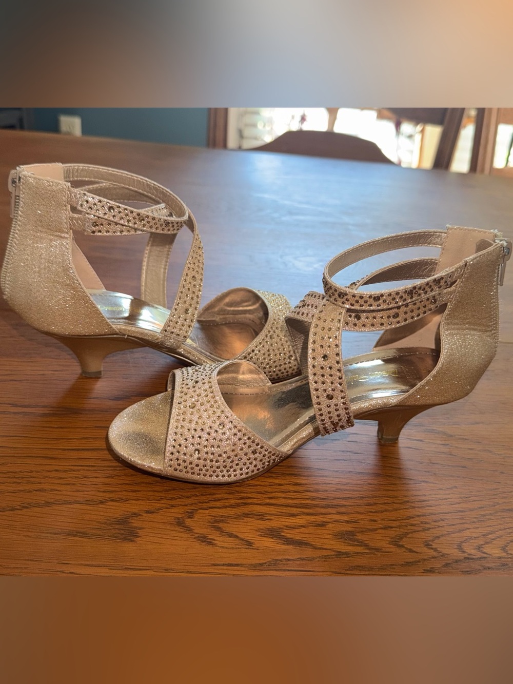 Womens size 5 Gold Strappy Embellished Dress Sandals - Picture 7 of 14